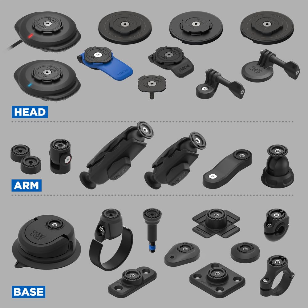 Quad Lock to Action Camera Adapter Kit with Base Bar Clamp (Small) and Dual Pivot Arm (Medium) Compatible with GoPro, Action Cameras and Compatible Lights - Image 3