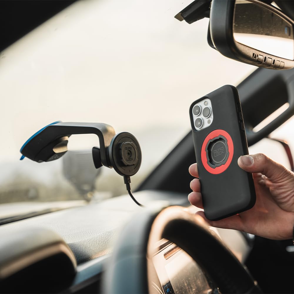 Quad Lock Windscreen/Dashboard Car Phone Holder with MAG Wireless Charging Head V2 and MAG Phone Case for iPhone 16 Pro Max - Image 3